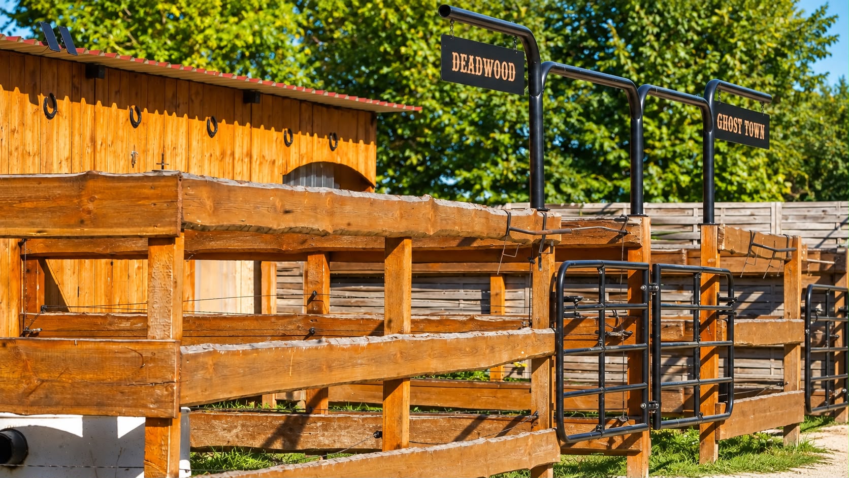Die Reha-Paddocks mit Boxen auf der Lucky Horse Ranch